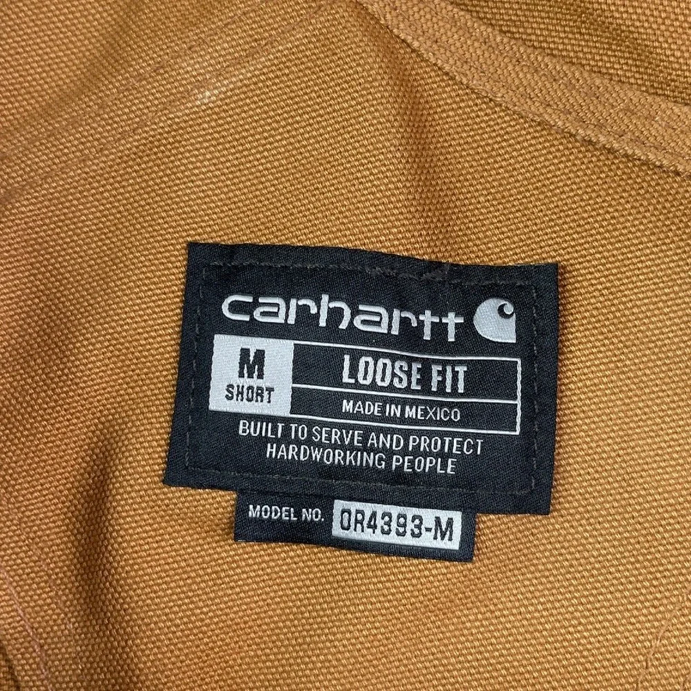Carhartt Bib Overall Men Medium Short Brown Loose Fit Duck Insulated Double Knee